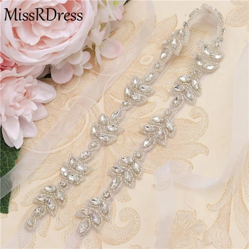 MissRDress Crystal Svatební Pás Ručně vyráběné Korálky Svatební Šerpa Stříbrné Kamínky Svatební Šerpa Pás Pro Svatební Doplňky JK870