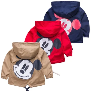 2021 Nové Chlapci Dívky Bundy Na Jaro Podzim Děti, Děti, Svrchní oděvy Roztomilý Mickey Minnie Větrovka Vřele Oblečení červené Kabáty