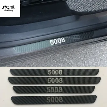 Vysoce kvalitní 4pcs/lot uhlíkových vláken obilí z nerezové oceli pro roky-2018 Peugeot 5008 GT mimo Prahu Dveří pedál Šoupat Deska kryt