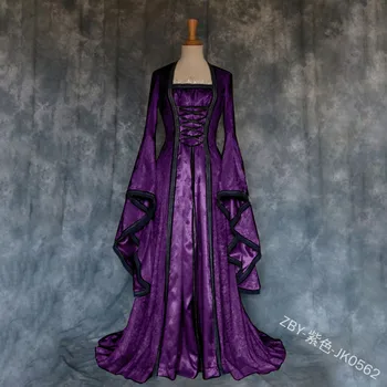 Plus Velikosti 5XL 5 Barev Vysoce Kvalitní Módní Ženy, Ball Sleeve Středověké Renesanční Šaty Vintage Lady Cosplay Náměstí Krku Korzet