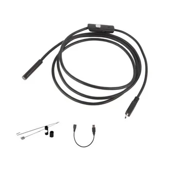 Černá 6 LED Ucho Endoskop 7mm Objektiv Vodotěsné Kabelové Mini USB Inspekční Boroskop Fotoaparát Pro Android 640*480 Telefony/1280*720 PC