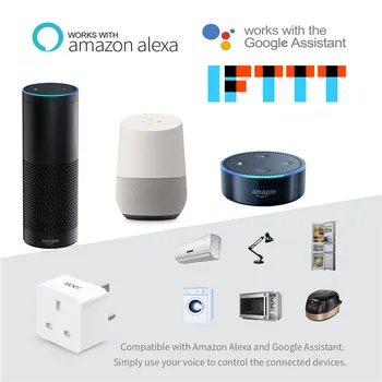 UK US EU, WiFi Inteligentní Zásuvka Zástrčka Zásuvka Dálkové Ovládání Pracuje s Amazon Alexa Google Domů Bez Hub Požadované
