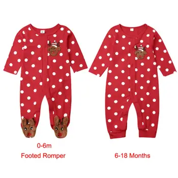 Vánoční Baby Romper Novorozence Dvojčata, Chlapce, Dívky Dlouhý Rukáv Eed Tečkovaných Elk Vánoční Romper Kostým Jednodílná Kombinéza 0-18 Měsíců