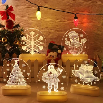 1ks Vánoční Noc, Světla Deco Pro Domácí Noční lampičky Santa Claus Vločka Vánoční Strom Jelen USB&Baterie, ENERGIE 2020 Navidad Dárek