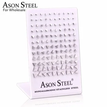 ASONSTEEL 3-8MM Stříbrné Barvě Stud Náušnice z Nerezové Oceli Trojúhelník Ženy Módní Náušnice Velkoobchod 60Pairs/Lot