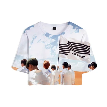 Kpop ATEEZ Skupinové Foto 3D Tisk T-košile, Letní Módní Topy Ženy Ležérní Harajuku Oblečení Topy Tisk Plus Velikost