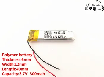 5kusů/mnoho 3.7 V 300mAH 601240 Polymer lithium-ion / Li-ion Dobíjecí baterie pro DVR,GPS,mp3,mp4