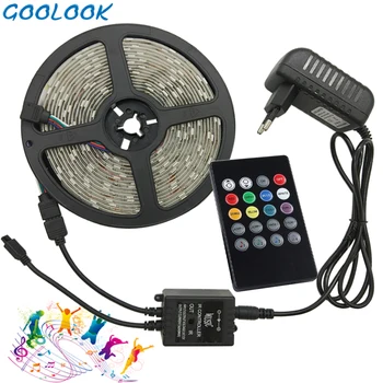 Goolook RGB LED Strip Světlo 5050 SMD 5m 10m Led Světla Pásky Vodotěsný RGB dioda LED Pásky Hudba IR Ovladač + Napájecí zdroj