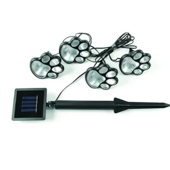 Mince Peněženky 4 solární pes zvíře solární lampa tlapa tisk Světla zahradní socha lucerna LED cesta 3