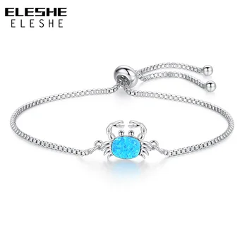 ELESHE Modrý Opál Crystal Náramky Pro Ženy Jedinečné Stříbrné Barvy Řetěz Náramek Malý Krab Kouzlo Šperky Nové
