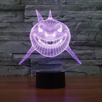 Žralok Model 3D LED Světlo Hologram Iluze, 7 Barev Změnit Dekor Lampa Nejlepší Noční Světlo Dárek pro Home Deco 3159