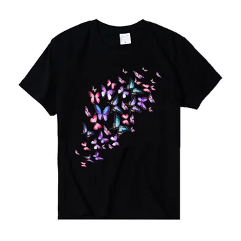 40# T-shirt Ženy Harajuku Tričko Casual T-shirt Barva Butterfly Tisk Kolo O-krk Elegantní Top s Krátkým Rukávem Футболки Топ