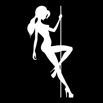 Nálepka na auto Sexy Dívka, Pole Dance Auto Dekorace Nálepka PVC Model Vozu Kreativní Vodotěsné, Opalovací krém, Černá/Bílá,17 cm*9cm