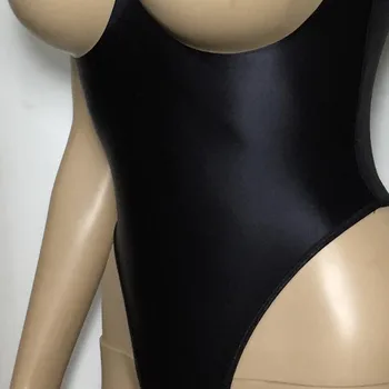 Sexy Lesklé Spandex Cupless Crotchless Teddy Tanga Trikot Otevřít Prsu Kombinézu Spodní Prádlo Jananese Styl Erotické Plavky