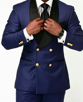Královská Modrá Pánské Obleky 2 Kusy Ženicha Mládenci Nejlepší Muž Kalhoty Svatební Oblek Na Míru, Sako (Bunda+Kalhoty)