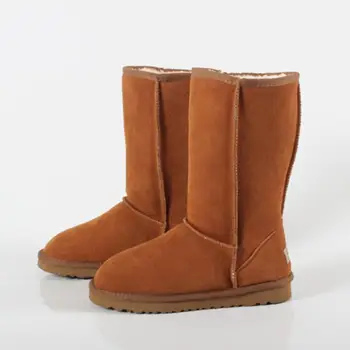 Kožené Klasické Pravá Hovězí Kůže Snow Boots Vlna Ženy Boty Teplé Zimní Boty Pro Ženy Velké Velikosti 34 až 44