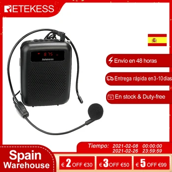 RETEKESS PR16R Megafon Přenosné 12W FM Záznam Hlasu Zesilovače Učitel Mikrofon, Reproduktor S Mp3 Přehrávač FM Rádio Diktafon