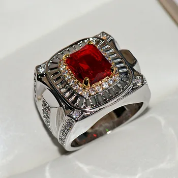 Původ Přírodního 1.5 Carat Ruby Drahokam s Mini Diamantové Šperky Skutečnou 14 K Bílé Zlato, Prsten pro Ženy Hiphop/Rock Prsteny Šperky