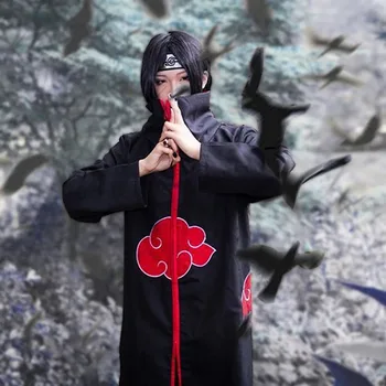 Anime Naruto Cosplay Plášť Jednotné Akatsuki Uchiha Itachi Shuriken Čelo Zbraň Rekvizity Halloween Cosplay Kostým