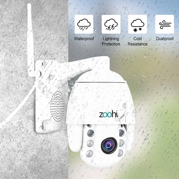 Zoohi Bezdrátová Kamera Venkovní PTZ IP Kamera obousměrný Audio 1080p Otočná Dome Survellance Bezpečnostní Kamery CCTV WI-fi 2MP IR