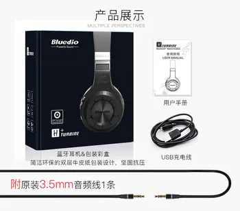 Orignal Bluedio H+ Bluetooth Stereo Bezdrátová sluchátka Mikrofon Micro-SD port, FM Rádio BT5.0 Over-ear sluchátka doprava zdarma