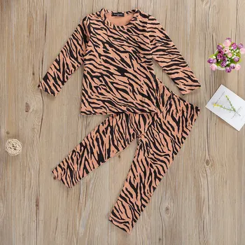 Leopard Podzim Zimní Oblečení Novorozeně Dívka Módní Šaty Set Dlouhý Rukáv Top a Dlouhé Kalhoty Oblečení Set 1-6Y