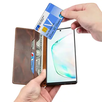 Pro Coque Samsung Note 20 Ultra S20 Plus Poznámka 10 S10 pravá Kůže Flip Wallet Prst Popruh, Grip Pouzdro pro Samsung S20 Funda
