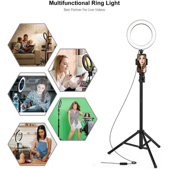 Selfie Ringlight LED Lampa Kruh, Prsten, Světlo, Stativ Telefon Držitel Světla, Osvětlení Make-up Live Photo Fotografie Vlog Video