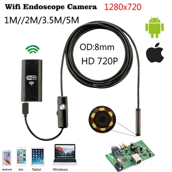 8mm 1m 2m 3,5 m Wifi IOS Kamera-Endoskop IP67 Vodotěsné Boroskop Inspekce Pro Iphone Android Endoskop PC HD IP Kamera