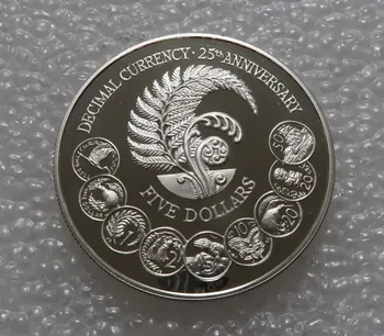 Skutečné Vzácné Stříbrné Originální Sbírku Mincí Nového Zélandu 1992 5 Juanů Pamětní Velké Stříbrné Mince