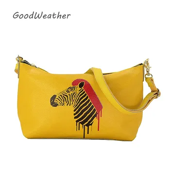Módní messenger bag ženy animal print knedlíky tašky přes rameno crossbody designer vysoce kvalitní žlutá originální kožené kabelky