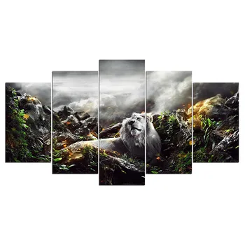 ArtSailing HD print 5 kusu plátno art canvas tisk dekorace obrázky jungle lion, bytové dekorace, doplňky, moderní up-318