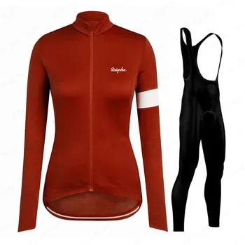 Raphaing Cyklistické Oblečení Ženy Dlouhý Rukáv Jersey Nastaví Cyklus Jednotné Jaro Podzim Mujer Maillot Oblečení Prodyšný Quick-Dry