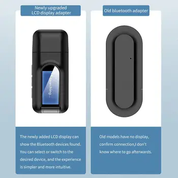 2 v 1 Bluetooth 5.0 Přijímač Vysílač LCD Displej 3,5 mm AUX Jack USB Bluetooth Dongle Bezdrátový Audio Adaptér pro MP3, TV, PC