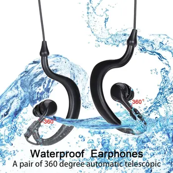 Vodotěsné sluchátka, kabel, plavání a potápění, běh do ucha, plavání headset