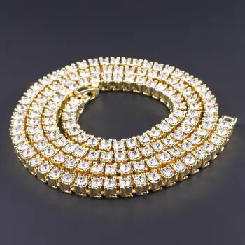 Ledový, bling crystal cz 1 jeden řádek tenis řetězce hiphop pánské náhrdelník dámské náramky zlato stříbrná barva rap šperky usa styl